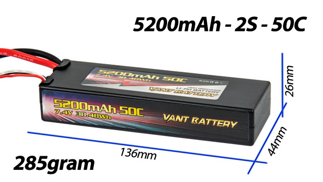 Vant Battery Lipo 5200mAh 50C 2S (7.4V) 008