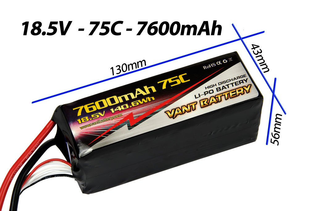 Vant Battery Lipo 7600mAh 75C 5S (18.5V) 003