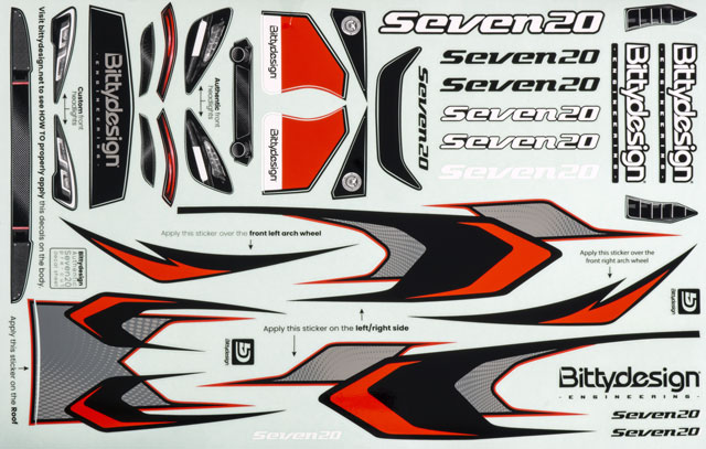 BittyDesign SEVEN20 1/10 GT Clear Body #BDGT-190S20 010