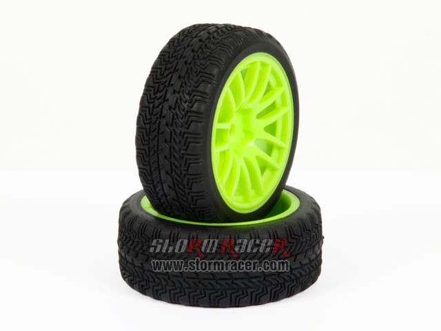 CPV 1/10 Onroad Tires 26mm Green Wheel #3826 004