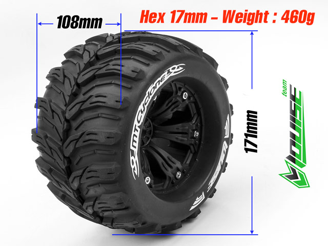 Louise 1/8 Monster Truck Tires MT-Cyclone #L-T3220BH (4P) 012